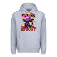 Heather Grey sweet and spooky halloween cow Premium Hoodie - Jasminsmagicworld