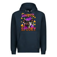 Navy sweet and spooky halloween cow Premium Hoodie - Jasminsmagicworld