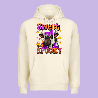 Sweet And Spooky Halloween Cow Premium Hoodie Designed By Jasminsmagicworld