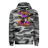 Slate Camo sweet and spooky halloween cow Premium Hoodie - Jasminsmagicworld