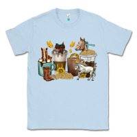 Dusty Blue coffee cups horses Classic Tee - texasbilliewilder
