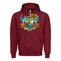 Burgundy blessed memaw with sunflowers Zipper Hoodie - texasbilliewilder