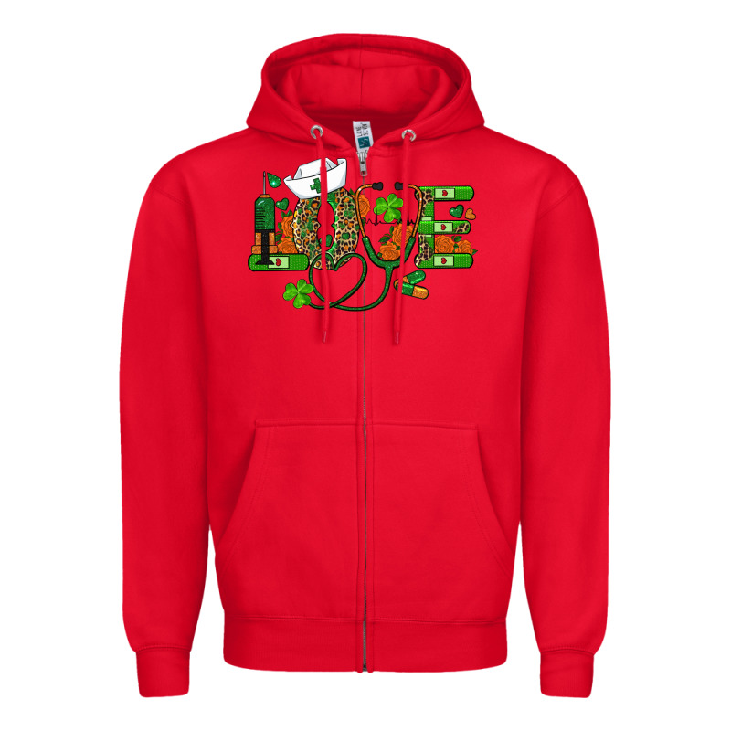 St Patricks Day Love Nurse Zipper Hoodie by RanaPortraitStore | Teevron