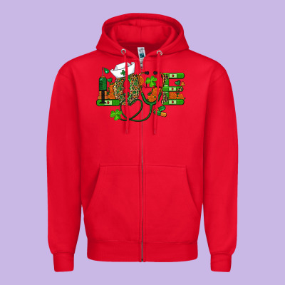 Zipper Hoodie st patricks day love nurse
