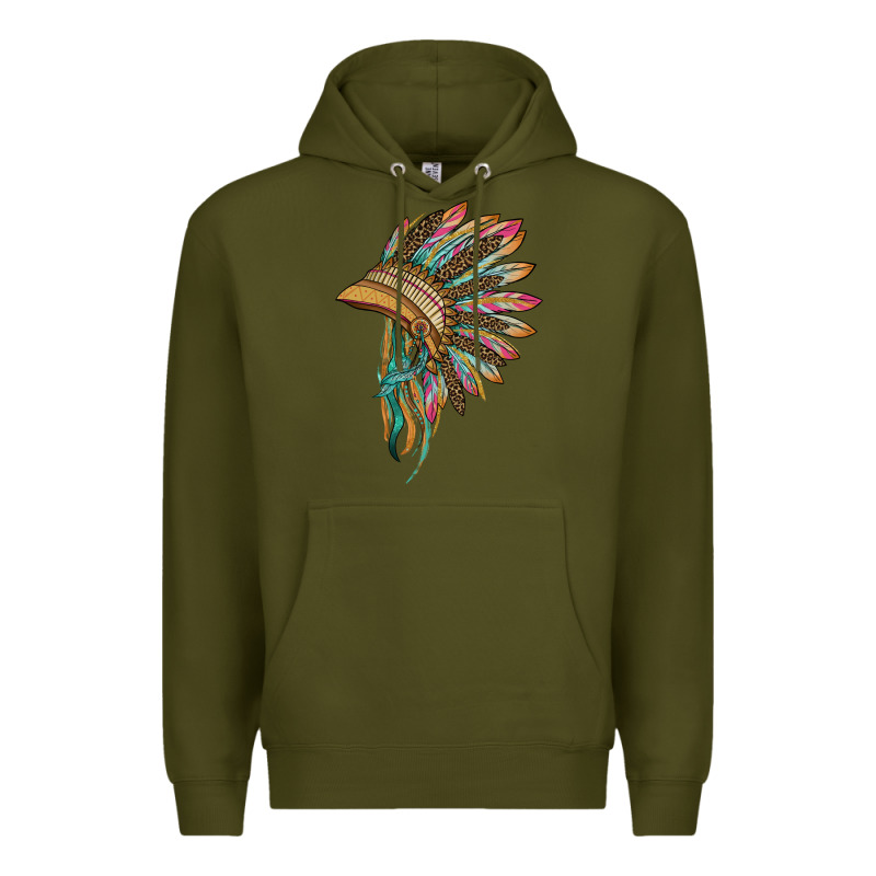 Indian Leopard Headdress Premium Hoodie by BarkalooDesign | Teevron
