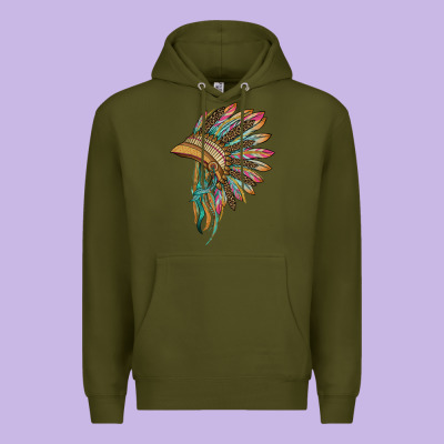 Indian Leopard Headdress Premium Hoodie Designed By Barkaloodesign