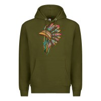 Army Green indian leopard headdress Premium Hoodie - BarkalooDesign