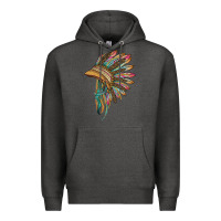 Charcoal Heather indian leopard headdress Premium Hoodie - BarkalooDesign