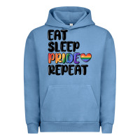 Pigment Pebble Blue eat sleep pride repeat Urban Hoodie - MaliasSmallBusiness