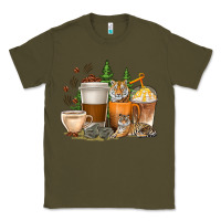 Army Green coffee cups tiger with coffee beans Classic Tee - texasbilliewilder