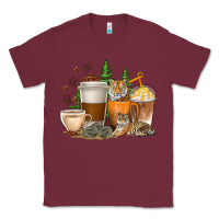 Burgundy coffee cups tiger with coffee beans Classic Tee - texasbilliewilder