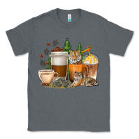 Charcoal Heather coffee cups tiger with coffee beans Classic Tee - texasbilliewilder
