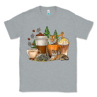 Heather Grey coffee cups tiger with coffee beans Classic Tee - texasbilliewilder
