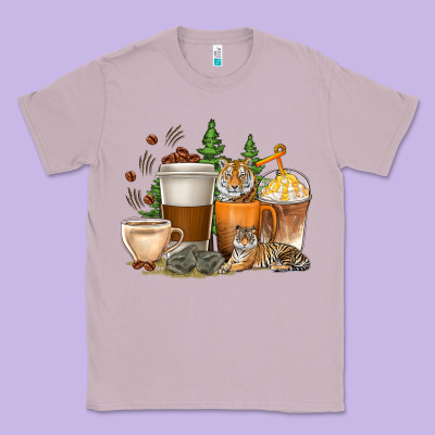 Classic Tee coffee cups tiger with coffee beans
