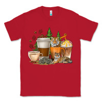 Red coffee cups tiger with coffee beans Classic Tee - texasbilliewilder