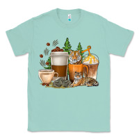 Seafoam coffee cups tiger with coffee beans Classic Tee - texasbilliewilder