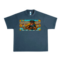 Midnight Navy rottweiler with sunflowers license plate Urban Heavy Tee - Artiststas