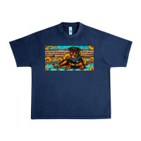 Navy rottweiler with sunflowers license plate Urban Heavy Tee - Artiststas