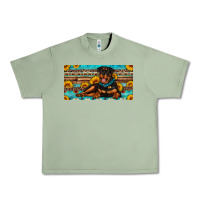 Oil Green rottweiler with sunflowers license plate Urban Heavy Tee - Artiststas