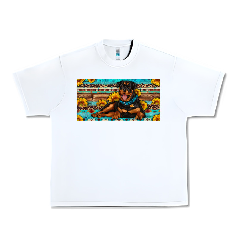 Rottweiler With Sunflowers License Plate Urban Heavy Tee by Artiststas | Teevron