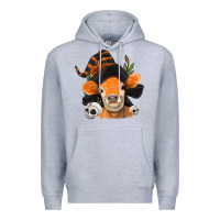 Heather Grey halloween witch cow Premium Hoodie - Jasminsmagicworld