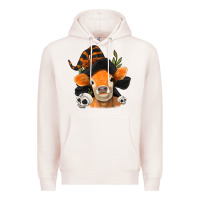 Pale Pink halloween witch cow Premium Hoodie - Jasminsmagicworld