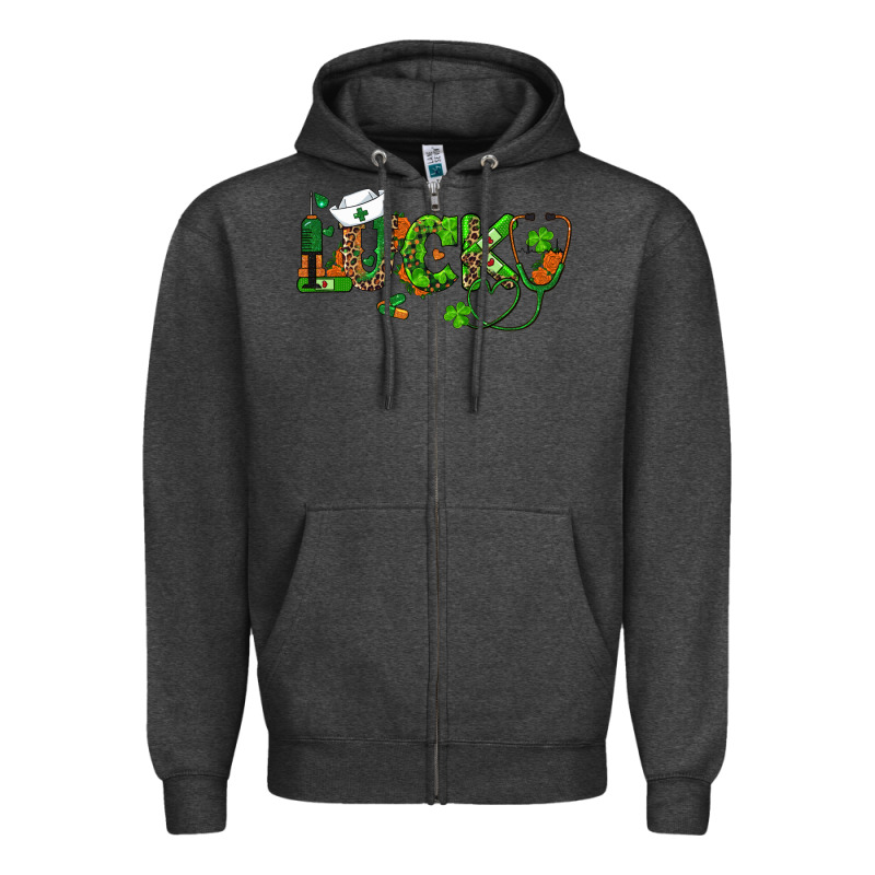 St Patricks Day Lucky Nurse Zipper Hoodie by RanaPortraitStore | Teevron