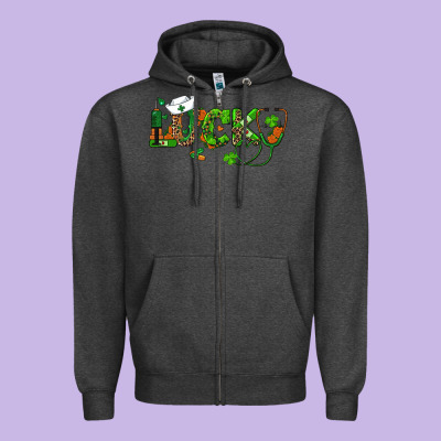 Zipper Hoodie st patricks day lucky nurse