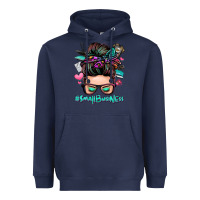 Navy small business messy bun Heavyweight Hoodie - Zillion Design Studio