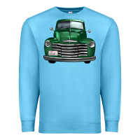Ocean Blue western green truck front view Premium Sweatshirt - FaDigitalArtStudio