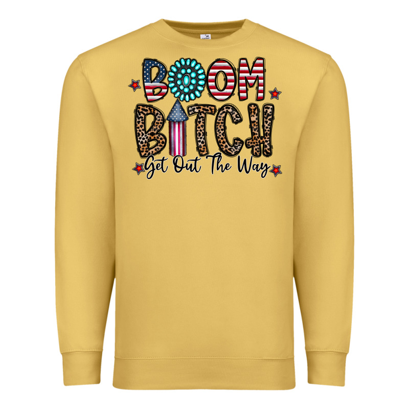 Boom Bitch Premium Sweatshirt by CowhideDigitalArt | Teevron