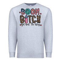Heather Grey boom bitch Premium Sweatshirt - CowhideDigitalArt