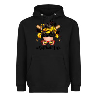 Black softball life messy bun Heavyweight Hoodie - Zillion Design Studio