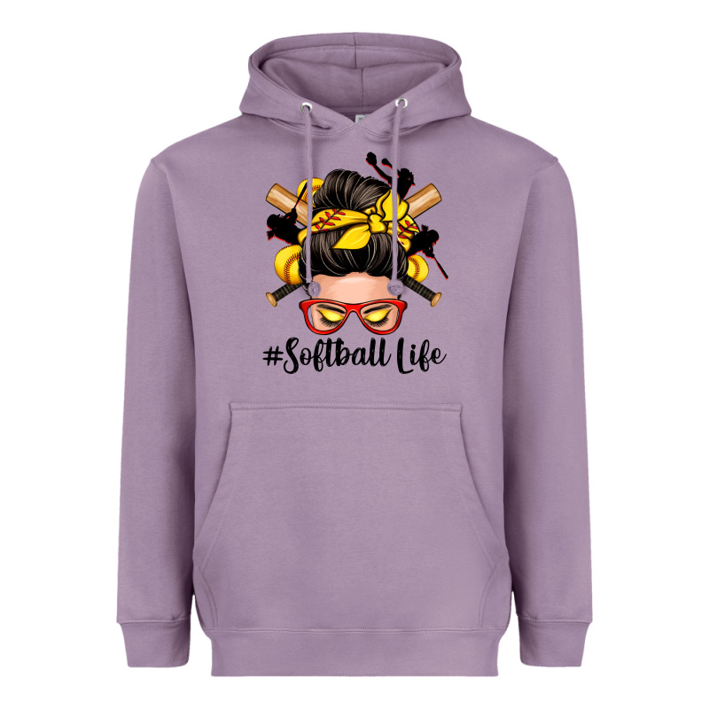 Softball Life Messy Bun Heavyweight Hoodie by Zillion Design Studio | Teevron
