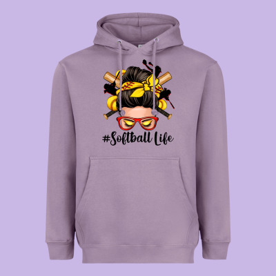 Softball Life Messy Bun Heavyweight Hoodie Designed By Zillion Design Studio