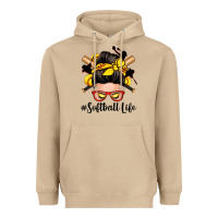 Mushroom softball life messy bun Heavyweight Hoodie - Zillion Design Studio