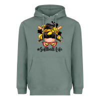 Sage softball life messy bun Heavyweight Hoodie - Zillion Design Studio