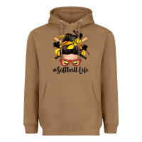 Toasted Coconut softball life messy bun Heavyweight Hoodie - Zillion Design Studio