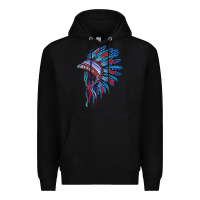 Black indian headdress with american flag Premium Hoodie - BarkalooDesign