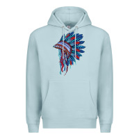 Blue Mist indian headdress with american flag Premium Hoodie - BarkalooDesign