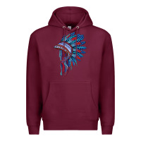 Burgundy indian headdress with american flag Premium Hoodie - BarkalooDesign