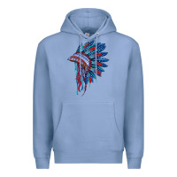 Colony Blue indian headdress with american flag Premium Hoodie - BarkalooDesign