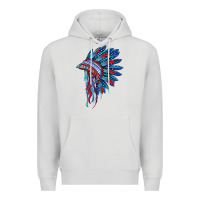 Dove Grey indian headdress with american flag Premium Hoodie - BarkalooDesign