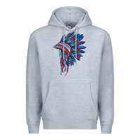 Heather Grey indian headdress with american flag Premium Hoodie - BarkalooDesign