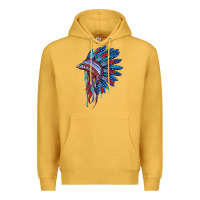 Mustard indian headdress with american flag Premium Hoodie - BarkalooDesign