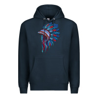 Navy indian headdress with american flag Premium Hoodie - BarkalooDesign
