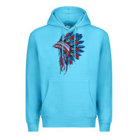 Ocean Blue indian headdress with american flag Premium Hoodie - BarkalooDesign