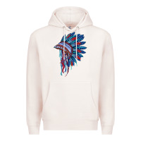 Pale Pink indian headdress with american flag Premium Hoodie - BarkalooDesign