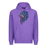 Purple indian headdress with american flag Premium Hoodie - BarkalooDesign