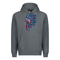 Indian Headdress With American Flag Premium Hoodie | Teevron
